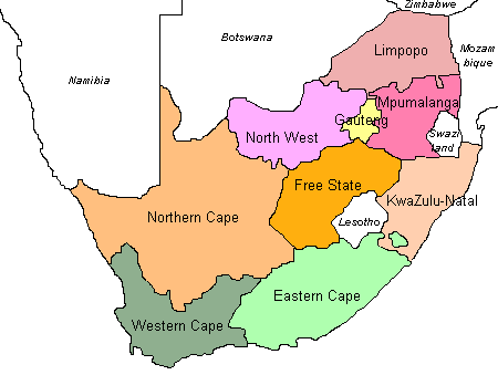 South Africa Provinces Map